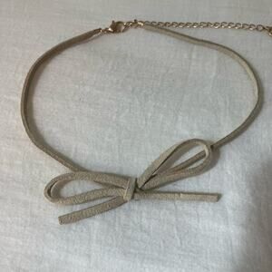 Tan bow ribbon choker necklace, coquette girly balletcore Y2K western cowgirl